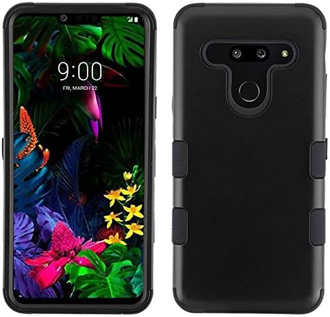 Phonelicious LG G8 Thinq Solid Case Military Grade 3-Layer Armor Hybrid Rugged Silicone Heavy Duty Phone Cover Compatible with LG G8 (All Black)