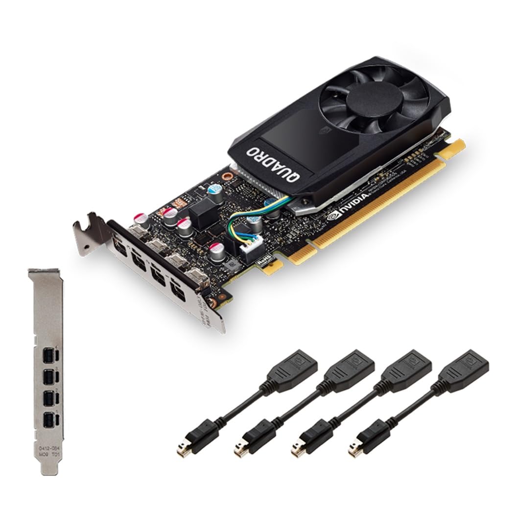 NVIDIA Quadro P600 2GB GDDR5 Graphics Card – 128 Bit Memory Bus, 4 DisplayPorts, Low and High Profile Bracket (Renewed)