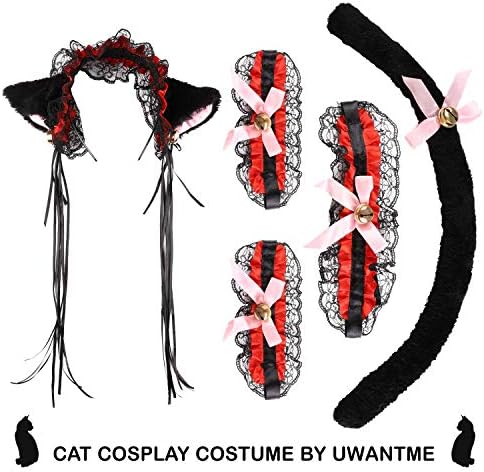 UWANTME Cat Cosplay Costume Anime Maid Lolita Lace Ears Headband Collar Bracelet Kitten Tail Set โฆ