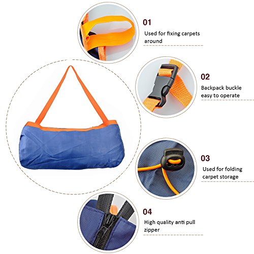 Beach Blanket,Edobil Outdoor Waterproof Travel Bag & Picnic Mat in one, Multifunctional Foldable Lightweight Picnic Blanket Bag for Outdoor Travel,Mountaineering,Beach,Camping,Picnic (Black) - Thumbnail 5