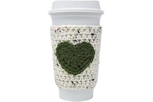 NANDY'S NOOK Reusable Coffee Cup Cozy Sleeve for Hot or Iced Drinks (Oatmeal with Olive Heart)