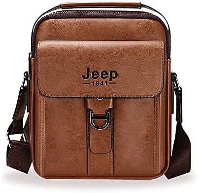 ZJYSM Casual Fashion Wild New Jeep Fashion Men's Bag Leather Men's Shoulder Diagonal Bag Jeep Men's Bag Handbag Crossbody Bag (Color : 1801-2#Khaki)