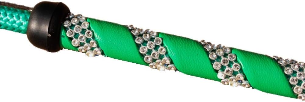 Jump Bat 18 Inch Riding Crop Horse and Rhinestone Decorated Handle (Green): Sports & Outdoors