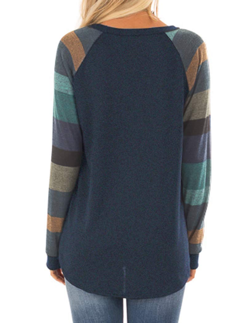 Halife Women's Lightweight Color Block Long Sleeve Loose Fit Pullover Sweatshirts Tunics Tops Shirts - Image 3