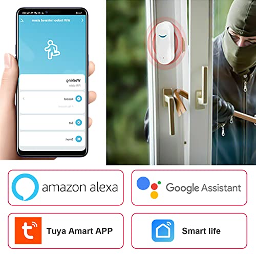 SEHOMY 4 Pack Smart Door Sensor Alarms, WiFi Window Sensor Detector Realtime Alarm Compatible