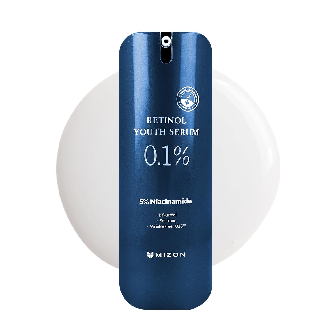 [MIZON] 0.1% RETINOL YOUTH SERUM (28g) Korean Skincare - Advanced Anti-Aging Serum with Retinol 0.1% and Bakuchiol - Brightening, Firming, and Smoothing - Anti-Aging & Anti-Wrinkle