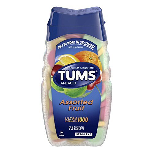 TUMS Ultra Strength Assorted Fruit Antacid Chewable Tablets for Heartburn Relief, 72 count