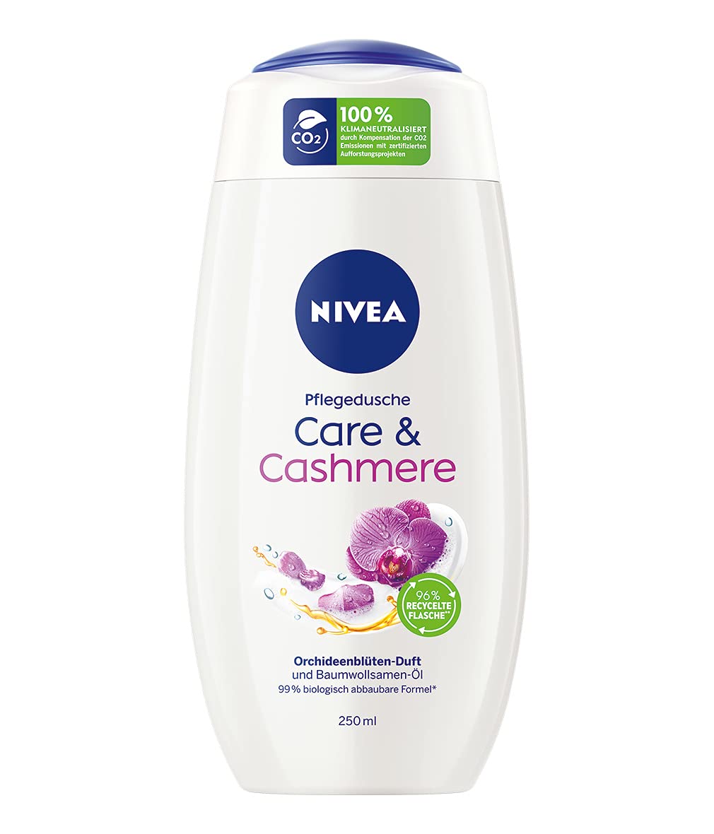 NIVEA Care & mere Shower Gel (250 ml), Sensual Scented Shower Gel with Velvety Soft Foam, Rich Cream Shower with Cotton Seed Oil