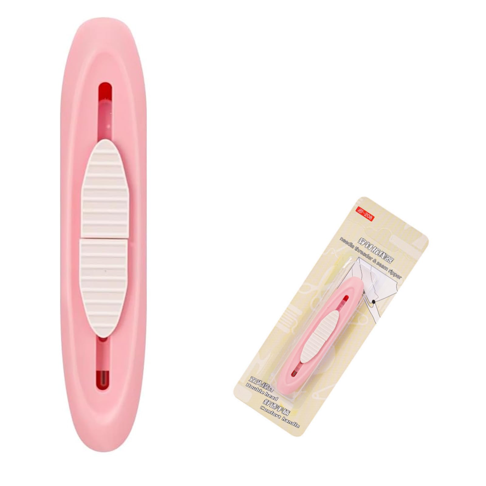 Photo 1 of 2 in 1 Needle Threader & Seam Ripper, Automatic for Fast Threading & Seam Removal, Pink - Ideal for Sewing, Crafting, DIY Projects