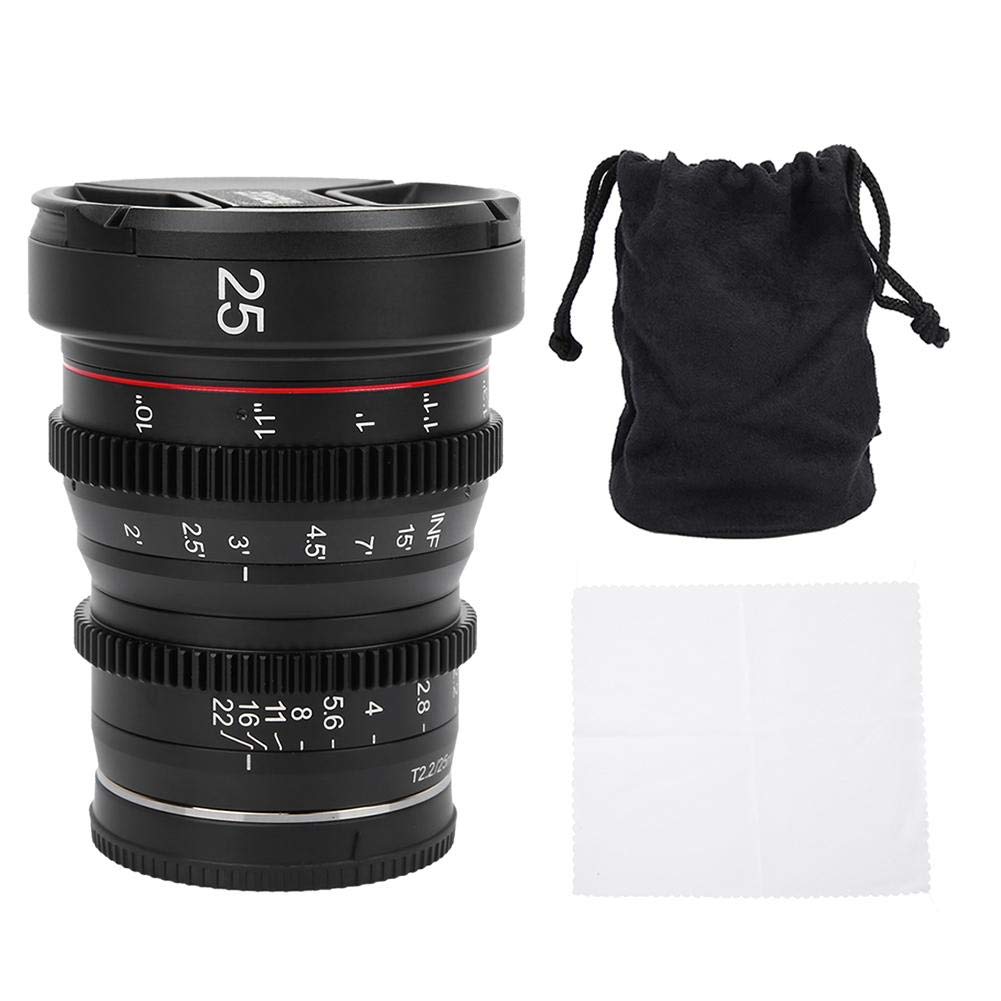 Bigking Cinema Lens, 25mm T2.2-22 Large Aperture Manual Focus Prime Cinema Lens for M4/3 / for Sony 