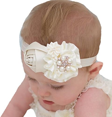 Miugle Baby Girl Baptism Headbands Baby Christening Headbands with Bows