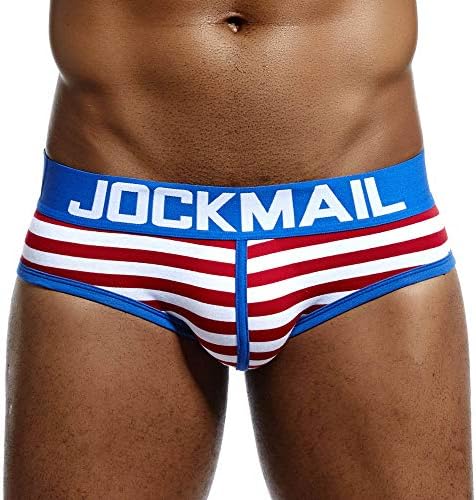 Mlide JOCKMAIL Cotton Stripe Print Men's Briefs,Sexy Shorts Breathable Soft Briefs
