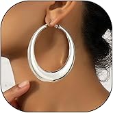 Chunky Big Circle Hoop Statement Earrings for Women, Exaggerated 14K Gold Round Drop Dangle Earrings Trendy Aesthetic Preppy Ear Jewelry Gifts