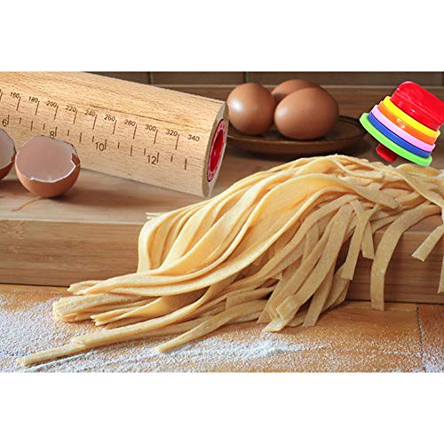 Adjustable Rolling Pin with Multicolored Removable Rings, Beech Wood Classic,Rolling Pin Kitchen Tool for Baking Pizza Pie Pastries and Cookies