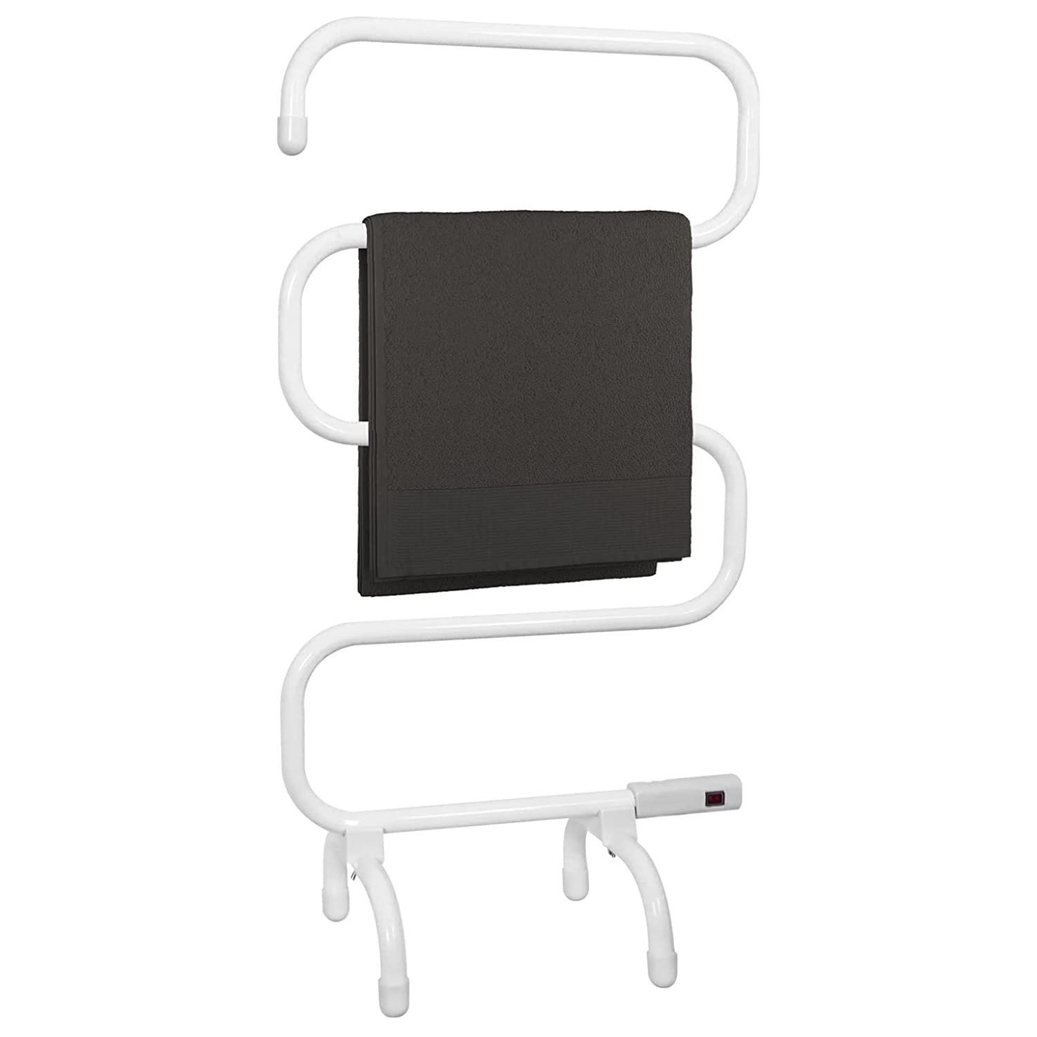 Status 100W 5 Bar Electric Heated Towel Rail, Free-Standing Aluminium Dryer, White (WHTR-100W1PKB)