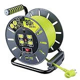 Masterplug 80ft Open Cord Reel with 4 120V / 13 amp Integrated Outlets and Thermal Overload Breaker