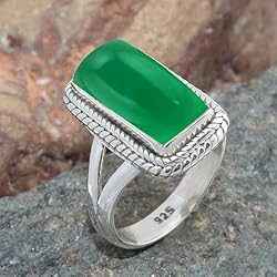 Fine Sterling Silver Ring For Womens Natural Green