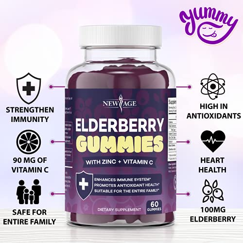 NEW AGE (2Pack) Premium Elderberry Gummies for Adults Kids with
