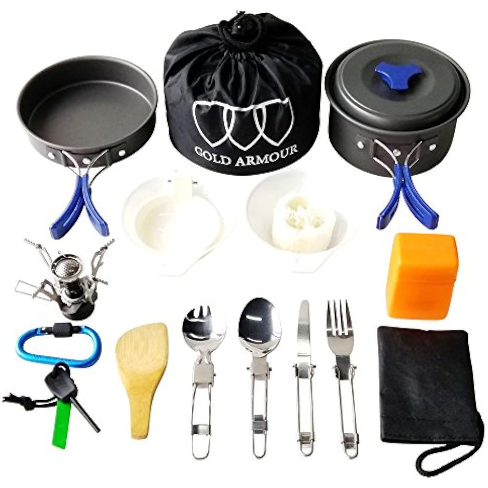 17 Open Fire Cookware Pieces Camping Mess Kit Backpacking Gear & Hiking