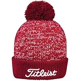 Titleist Golf Pom Pom Winter Beanie Stocking Cap, (Red), One Size