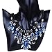 QIYUN.Z Chunky Black Rope Dangle Rhinestone Faceted Charms Flower Bib Choker Necklace
