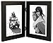Malden Double Vertical 5x7 Picture Frame - Wide Real Wood Molding, Real Glass - Black