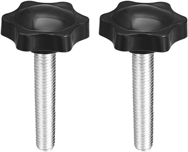uxcell Clamping Screw Knob, 38mm Dia Plum Hex Shaped Grips Star Knob M8 x 40mm Male Thread, 2pcs, Black, M8x40mm