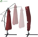 VOUNOT 3m Cantilever Garden Parasol Umbrella Red 18 Ribs Crank Handle Outdoor view 3
