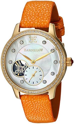 DTP Vendor A2OER3THKIFMHA Men's 'Lady Australis' Automatic Stainless Steel and Leather Dress Watch, Color:Yellow (Model: ES-8029-06)