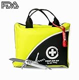 First Aid Kit 150 Piece The Only One With Flashlight And Multi-Use Knife - Ideal Emergency Kit - FDA Approved Glow in the Dark ifak For Camping Sport Outdoor Car Home Travel Hiking Safety Survival