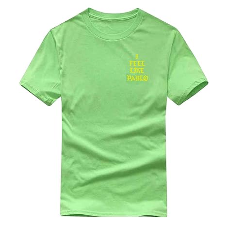 Yuandian Herren/Damen Mode Kurze Ärmel Rundhalsausschnitt Brief T-Shirt Liebhaber Loses Wild Tops Mit I Feel Like Pablo Druck