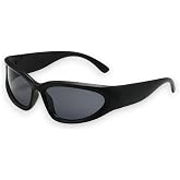 milramtob Y2K Wrap Around Sunglasses Black Shades Sporty Glasses Cyber Aesthetic Eyewear Women Men Rave Party