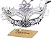 Coxeer Laser Cut Metal Lady Masquerade Halloween Mardi Gras Party Mask (Silver & Black)