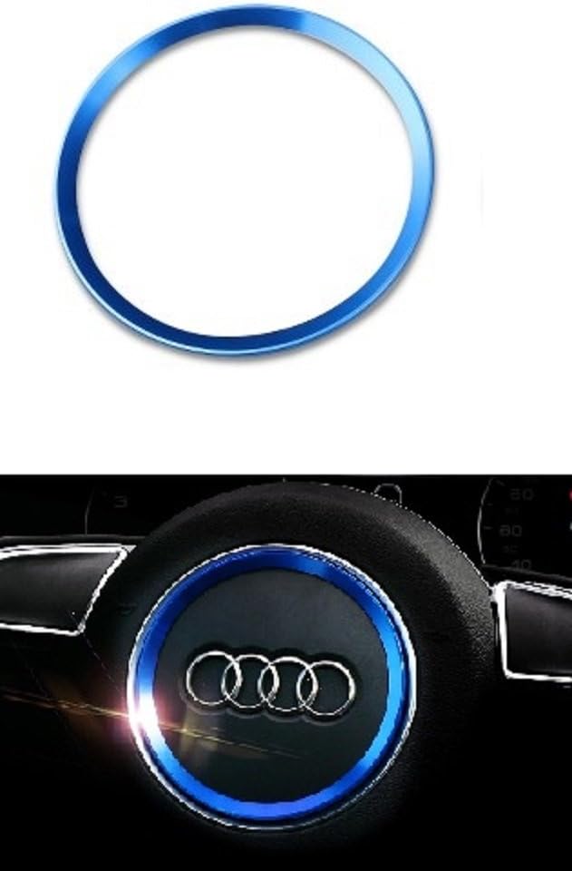 Grandioso Blue Aluminum Decorative three-spoke Steering Wheel Logo Emblem Trim for Audi A3 A4 Q3 Q5 A5 A6