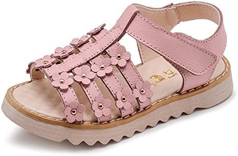 Sumuo Cute Flowers Leather Toddler Little Kids Big Girls Sandals Pink 27 10.5 M US Little Kid