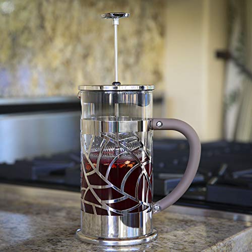 Cofina French Press Coffee Maker - 34 oz Large Stainless Steel & Glass French Coffee Press Gift Bundle for moms