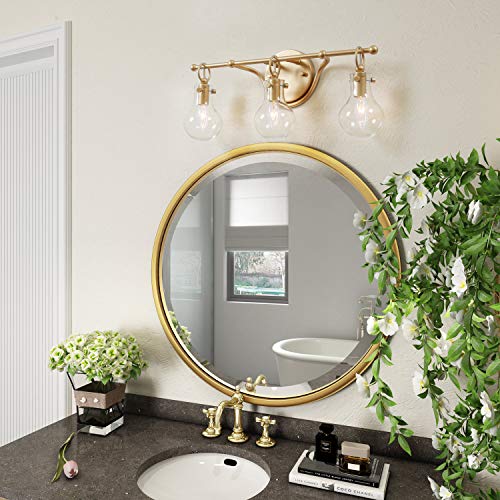 KSANA Gold Bathroom Light Fixtures, 3Light Vanity Light Fixtures with