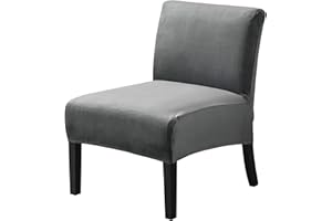 JIAN YA NA Armless Accent Chair Cover, Stretch Armless Chair Slipcover Velvet Armless Chair Covers Slipper Chair Slipcover Furniture Protector Covers for Living Room Bedroom(Velvet, Dark Gray)
