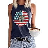 PUCKOLITY American Flag Patriotic Tank Tops for Women 4th of July Shirt USA Flag Stars Stripes Graphic Tank Tops Summer Tee