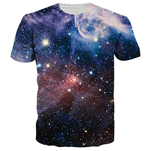 RAISEVERN Unisex 3d Galaxy Space Print Short Sleeve Crewneck T-shirts Tops M