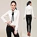 ETOSELL Womens Button Down Shirt Long Sleeve White Cotton Peter Pan Blouses White Collared Dress Shirt with Bow Tie