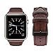 top4cus Genuine Leather iwatch Strap Replacement Band Stainless Metal Clasp, Compatible Apple Watch Series 4 Series 3 Series 2 Series 1 and Sport Edition (44mm, Matte Red Brown) primary