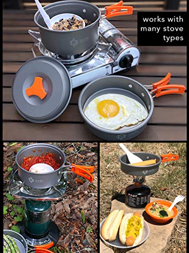 gear4U-Best-BPA-Free-Camping-Cookware-1013-14-Piece-Sets-Mess-Kit-Free-Bonus-Non-Stick-Anodized-Aluminum-Complete-Lightweight-Folding-Kit-for-Camping-Hiking-Backpacking-Outdoor-Cooking