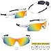 RIVBOS TR 90 Frame RB0805 Polarized Sports Sunglasses Sun Glasses with 5 Set Interchangeable Lenses for Men Women Cycling Baseball(Upgrade TR White)