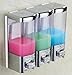 GBW Luxury & Chrome Shampoo Dispenser Pump,Shower Gel,Conditioner,Lotion Dispenser Pump,Wall Mounted 3 Chamber,16X3=48-Ounces,Two Options for installation,GBW-8503