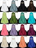 Mybatua Women's Soft Crepe Niqab Set Muslim Hijab Burqa Burka Naqaab
