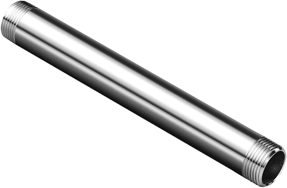 Quickun304 Stainless Steel Pipe Fitting, 1" NPT x 1" NPT Male Malleable Nipple Cast Pipe 8" Length