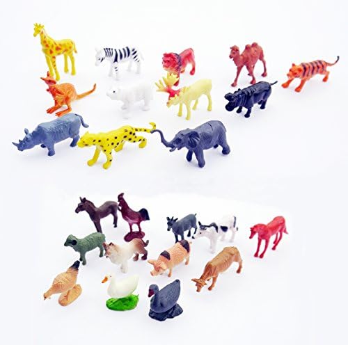 Wild Jungle Animals & Farm Animals Toy Figure (24 Count)