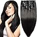 200g Real Triple Weft Extra Thick Clip in 100% Remy Human Hair Extensions Full Head (22 inch 200G 7.05Oz #1 Jet Black) 8 Pcs Set Grade 10A Natural Hair Pieces Long Straight for Women