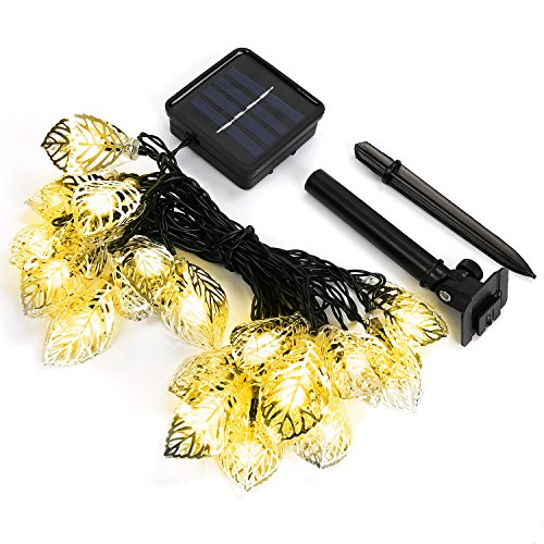 Solar String Lights Outdoor, Adecorty Solar Fairy String Lights 3D Metal Leaf 16ft 20LED Solar Ornament Lights Waterproof Solar Decoration Lights for Outdoor Decor Garden Patio Yard Tree Wedding Party - Thumbnail 6